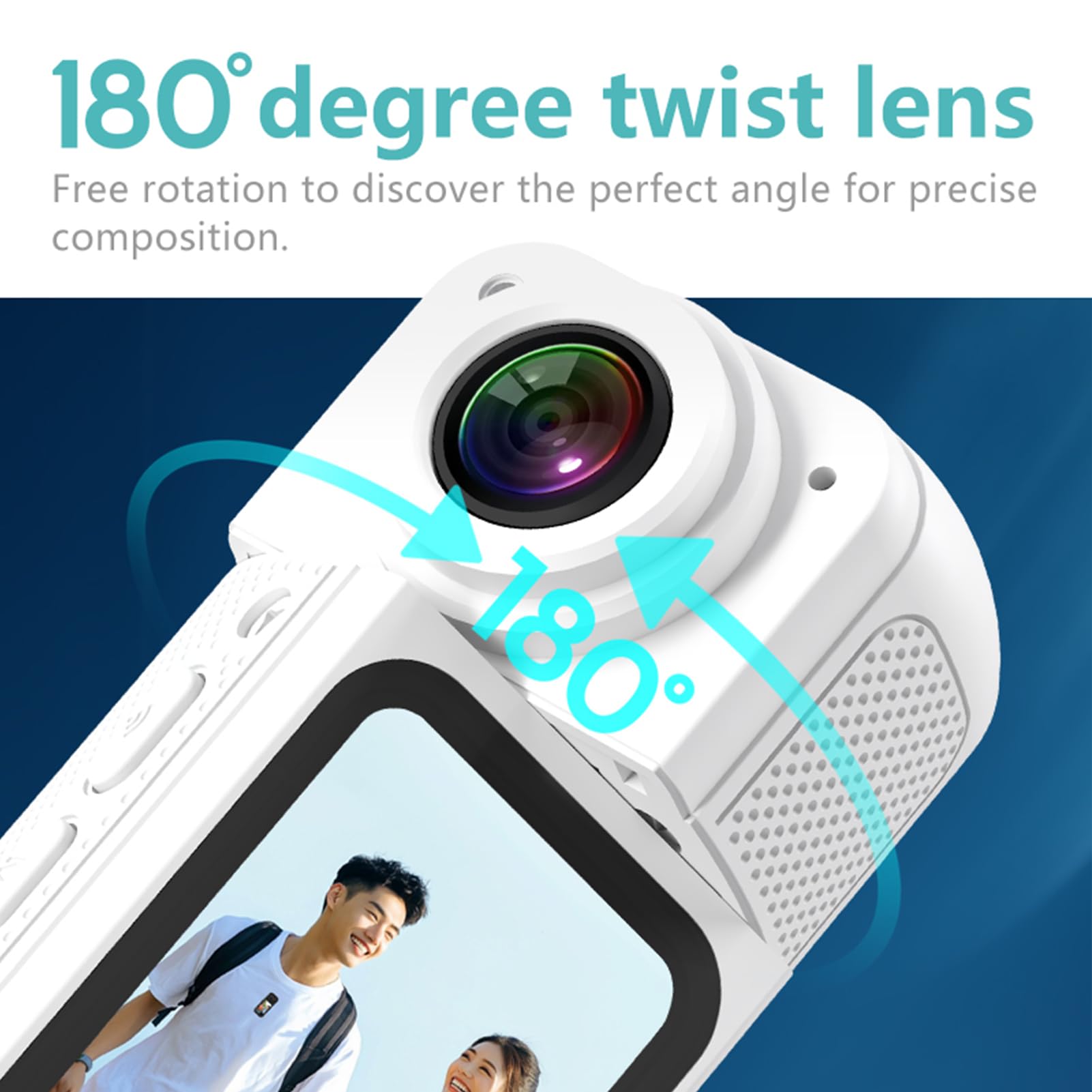 Amazon | 親指アクションカメラ、2.7K 180°レンズ角度ポータブル